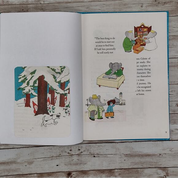 Babar and Father Christmas Altered Book Journal, Recycled Diary - Picture 12 of 16